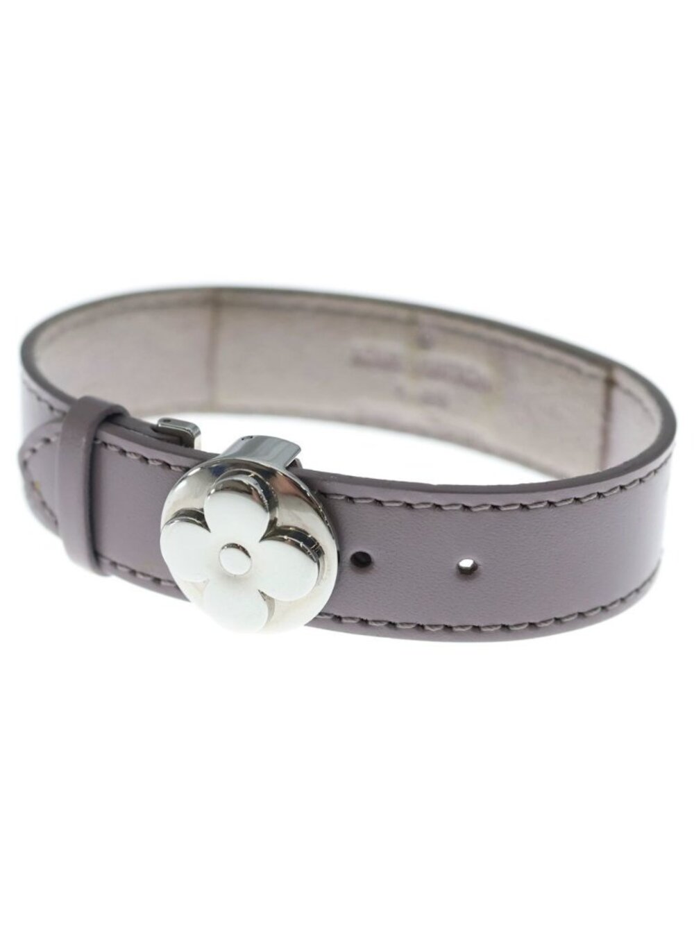 Louis Vuitton Bracelet Luck Monogram Flower Leather Silver Purple